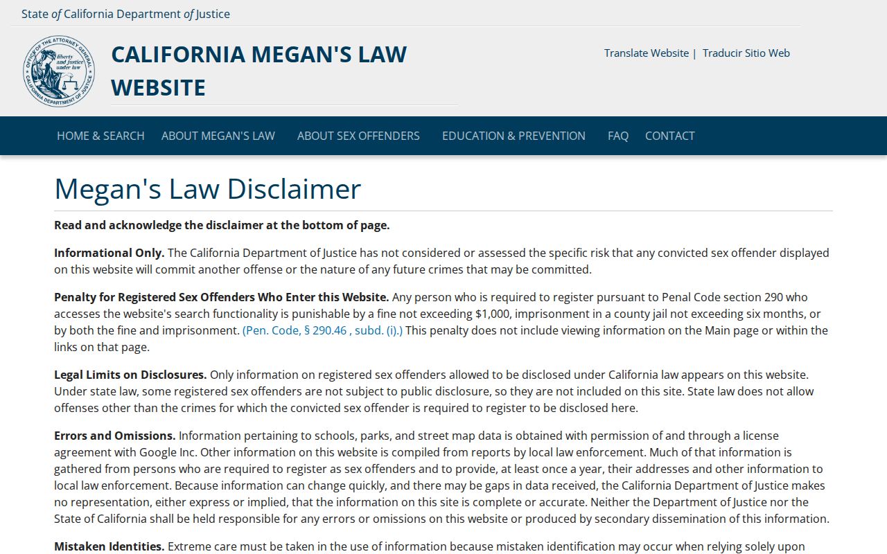 San Gabriel people search California Megan's Law safety registry