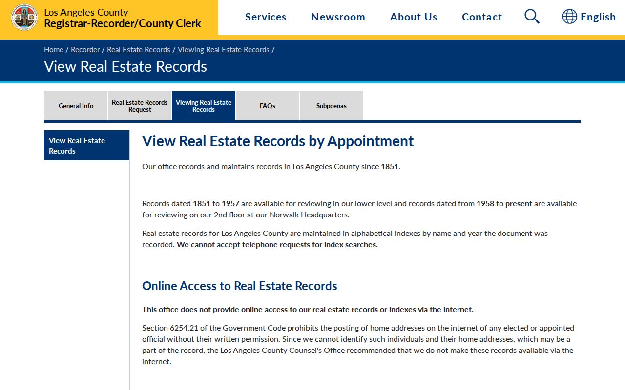 San Gabriel people search LA County deed index viewing notice