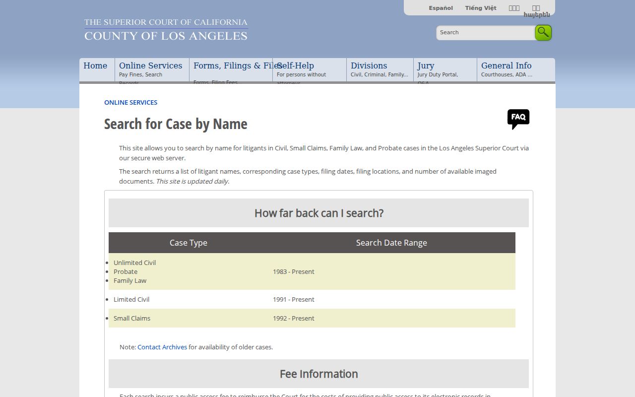 San Gabriel people search Los Angeles Superior Court name search