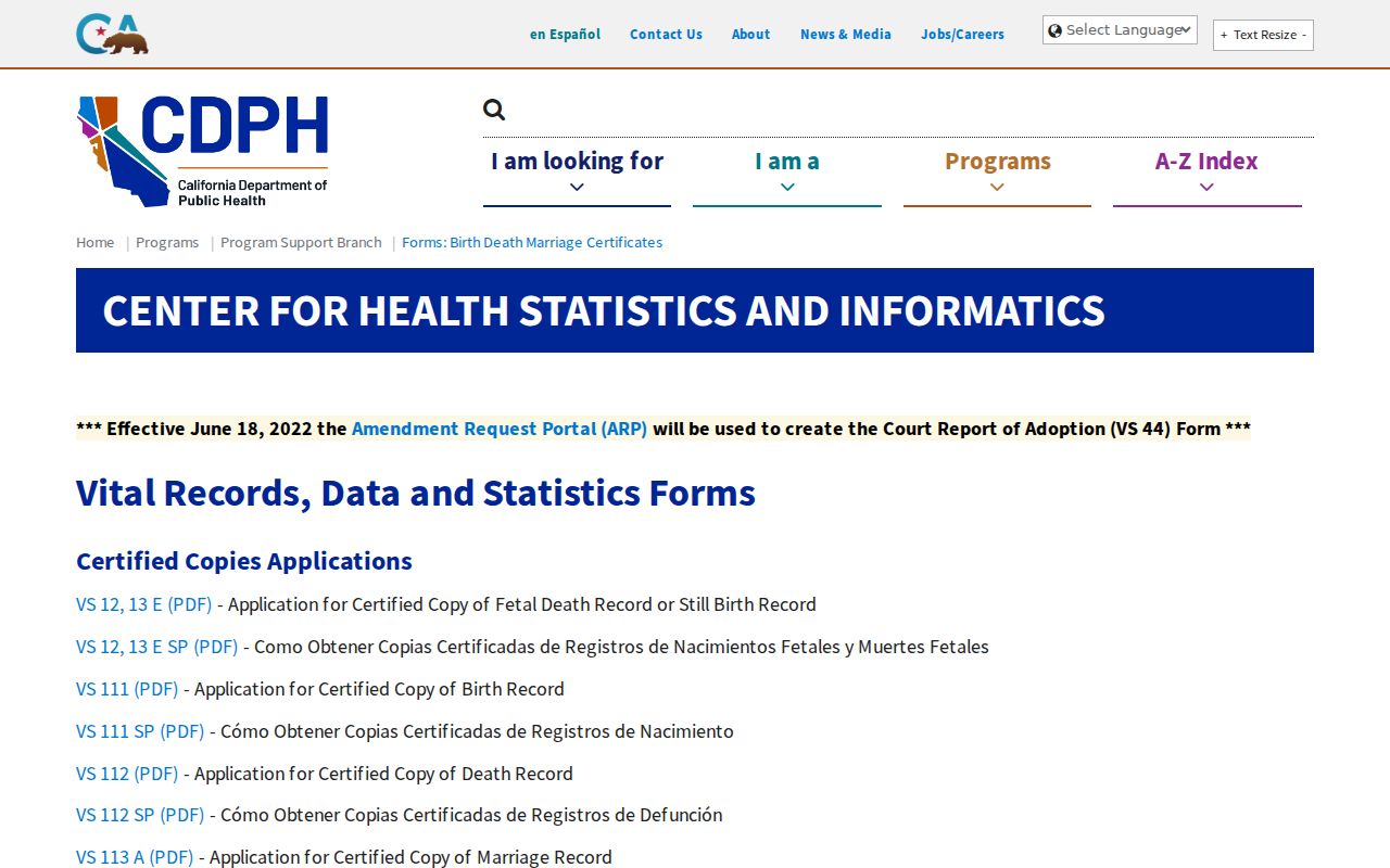 San Gabriel vital records applications from the California health department