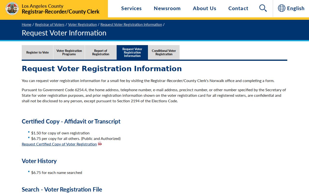 San Gabriel voter records request procedures from Los Angeles County