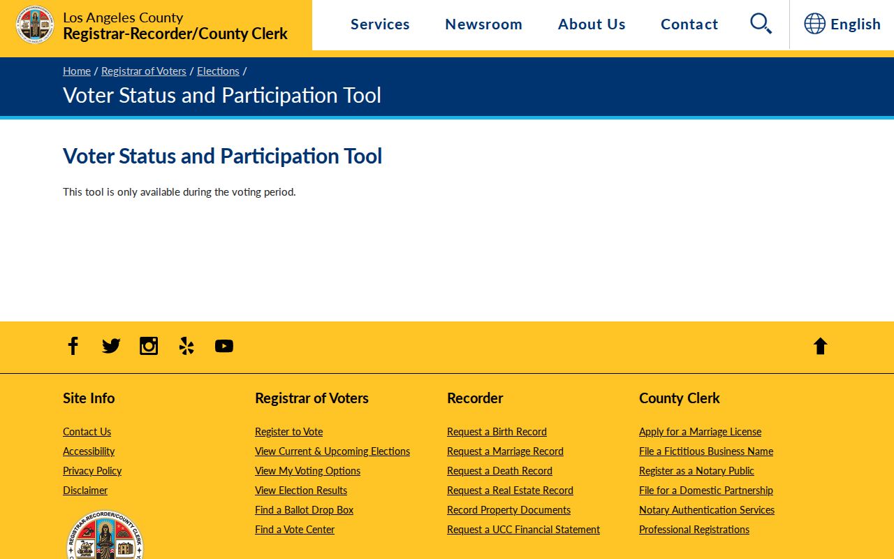 San Gabriel voter records status and participation tool from Los Angeles County